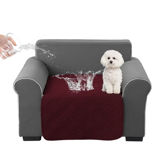 Y YUNHSOM Waterproof Couch Cover Washable Slipcover Reversible Furniture Protector No Armrests and Backrests Non-Slip(1 Seat, Red)
