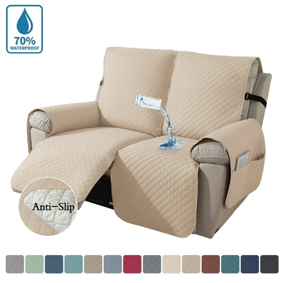 Y YUNHSOM Waterproof Stretch Recliner Chair Covers, Stable Washable Slipcovers Chair Protectors for Home, Kitchen, Office(2 Seat, Beige)
