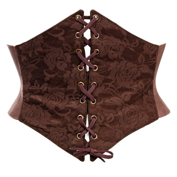 Lavish Dark Brown Lace Corset Belt Cincher