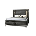 thumbnail image 1 of Lavish Dark Gray Wood California King Bed with Lights and Storage Footboard, 1 of 3