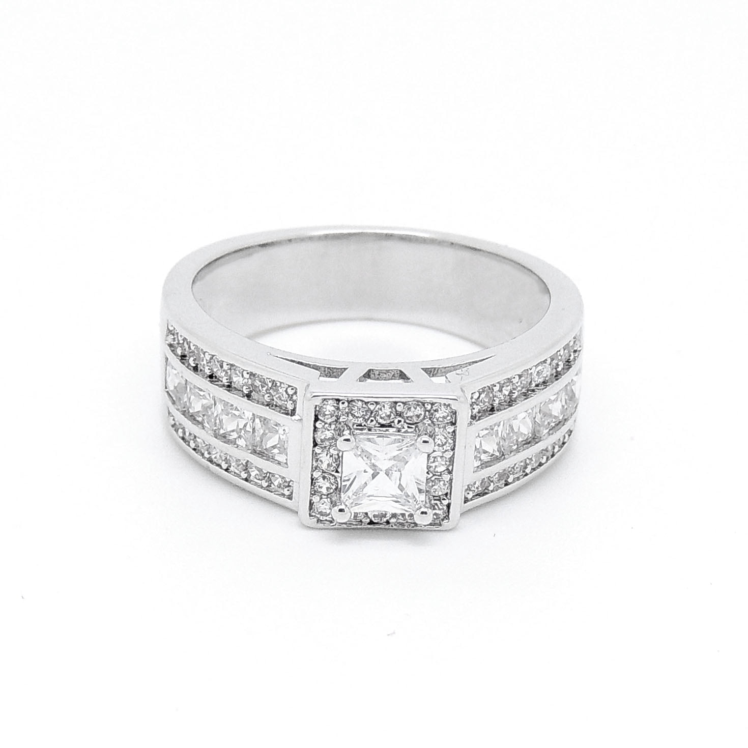 Lavish Engagement Ring Halo Princes Cz Bridal Wedding Womens Ginger Lyne Collection