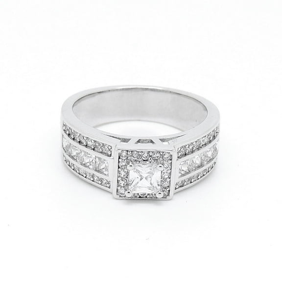 Lavish Engagement Ring Halo Princes Cz Bridal Wedding Womens Ginger Lyne Collection