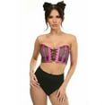 thumbnail image 1 of Lavish Fuchsia Holo & Fishnet Lace-Up Short Bustier Top, 1 of 3
