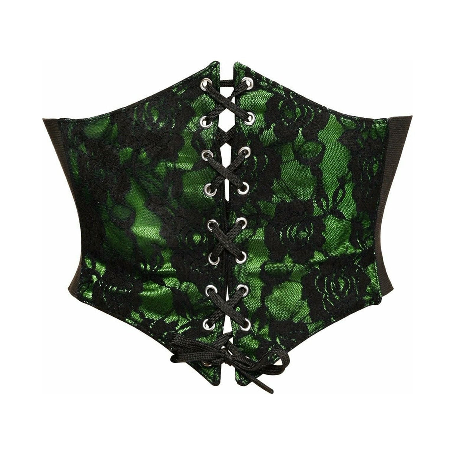 Lavish Green w/Black Lace Overlay Corset Belt Cincher - Walmart.com