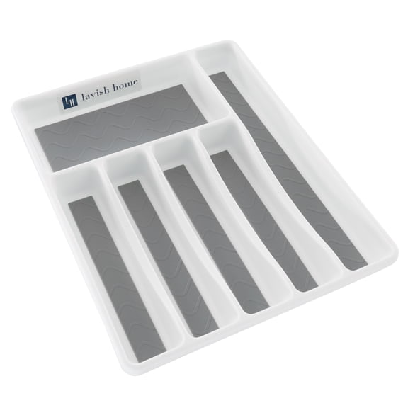 Lavish Home 1.75" Silverware Drawer Organizer with 6 Sections and Nonslip Tray