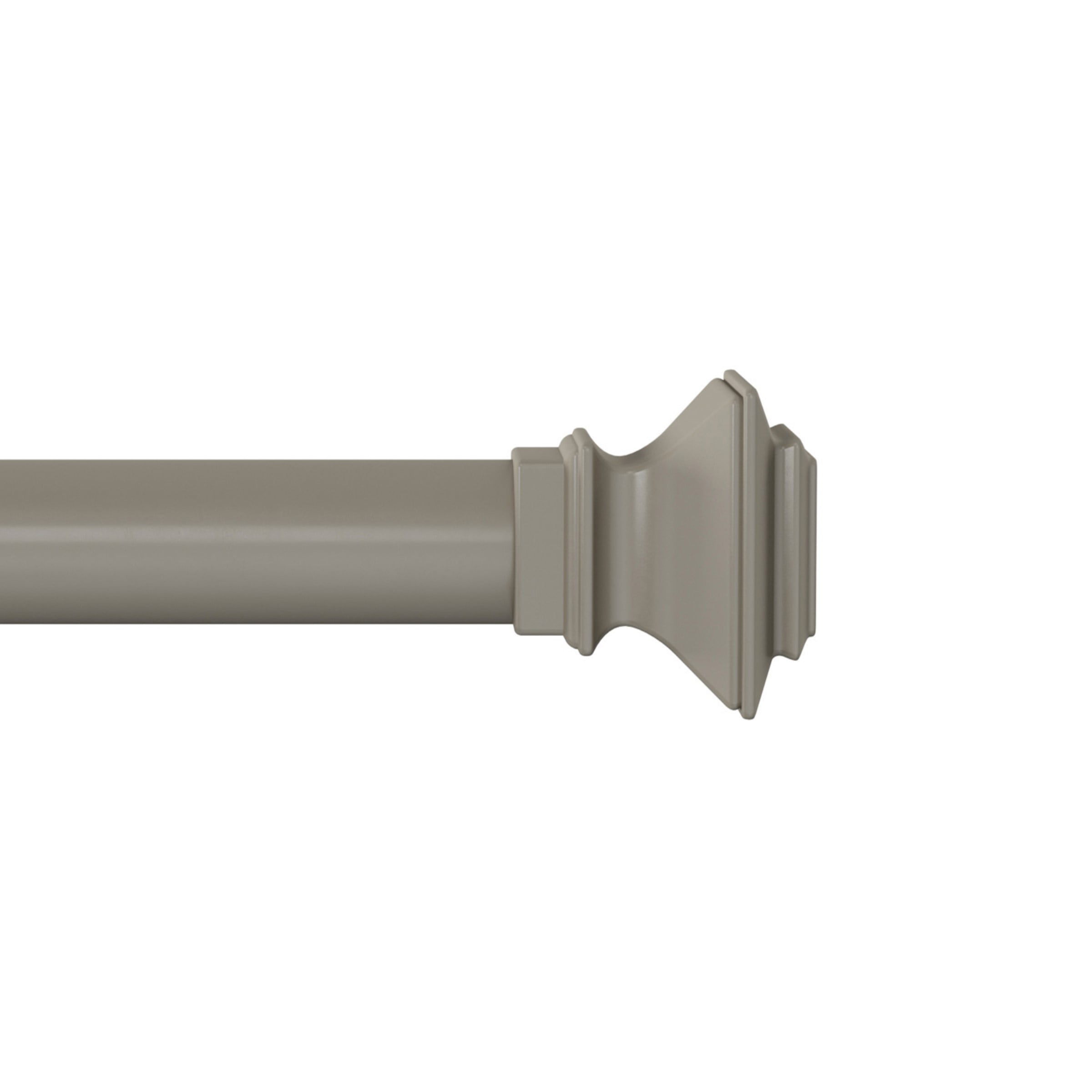 Gray Glossy Modern Curtain Rod with Square Finials, 66-120 Inches