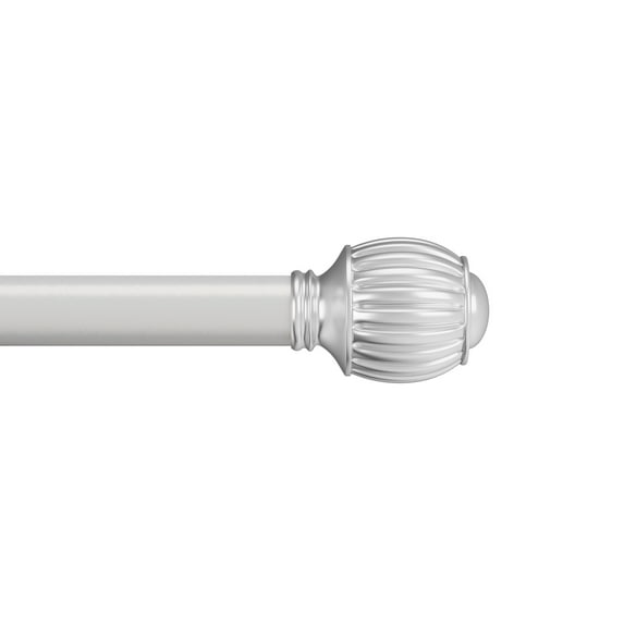 Lavish Home 1-inch Curtain Rod with Fluted Ball Finials fits Windows 66-120" (Silver)