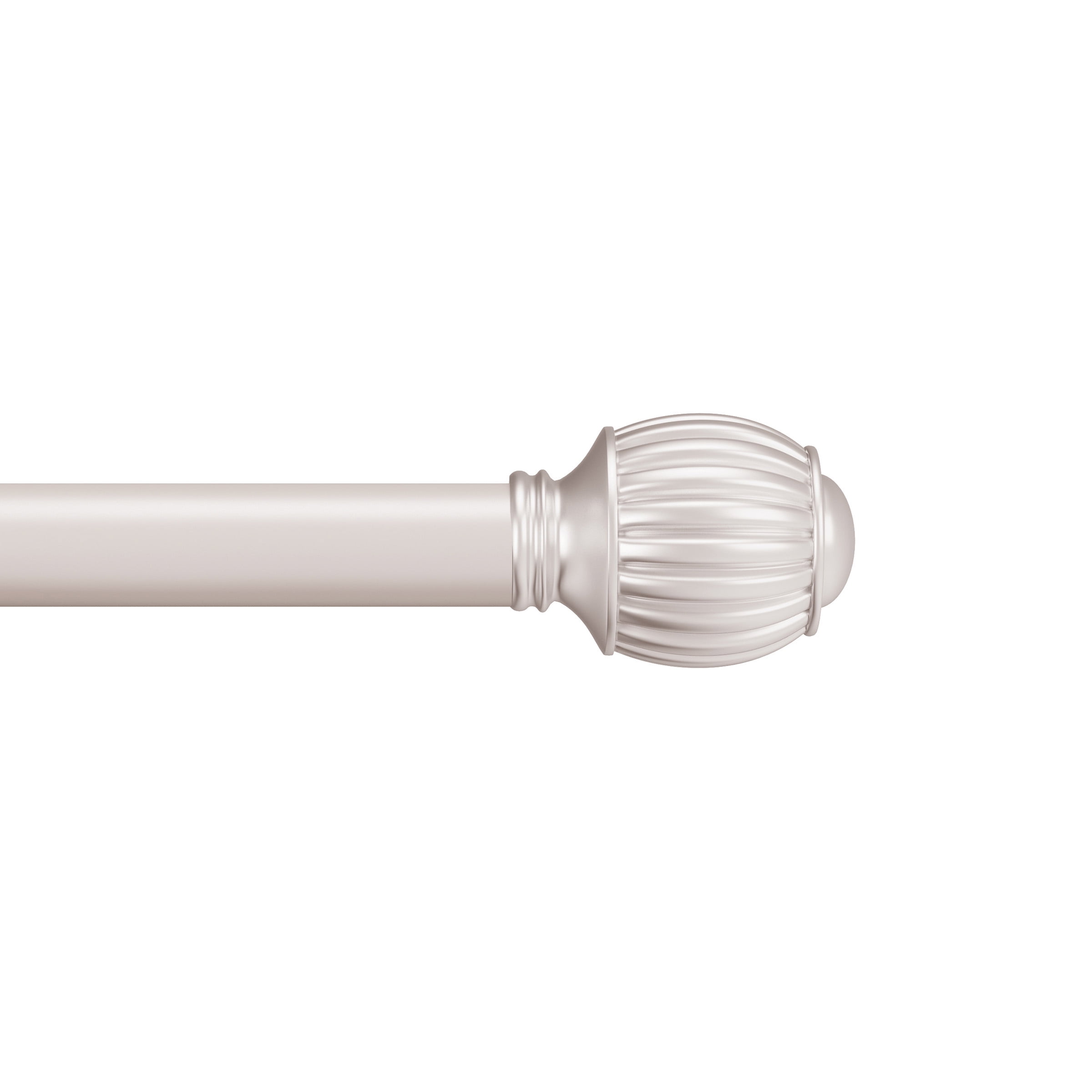 Lavish Home 1-inch Curtain Rod with Fluted Ball Finials for Windows 48-84" (Silver)