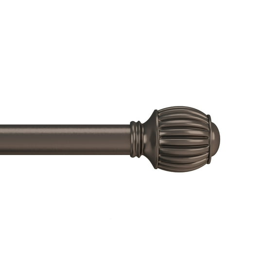 Lavish Home 1-inch Curtain Rod with Fluted Ball Finials for Windows 66-120" (Bronze)