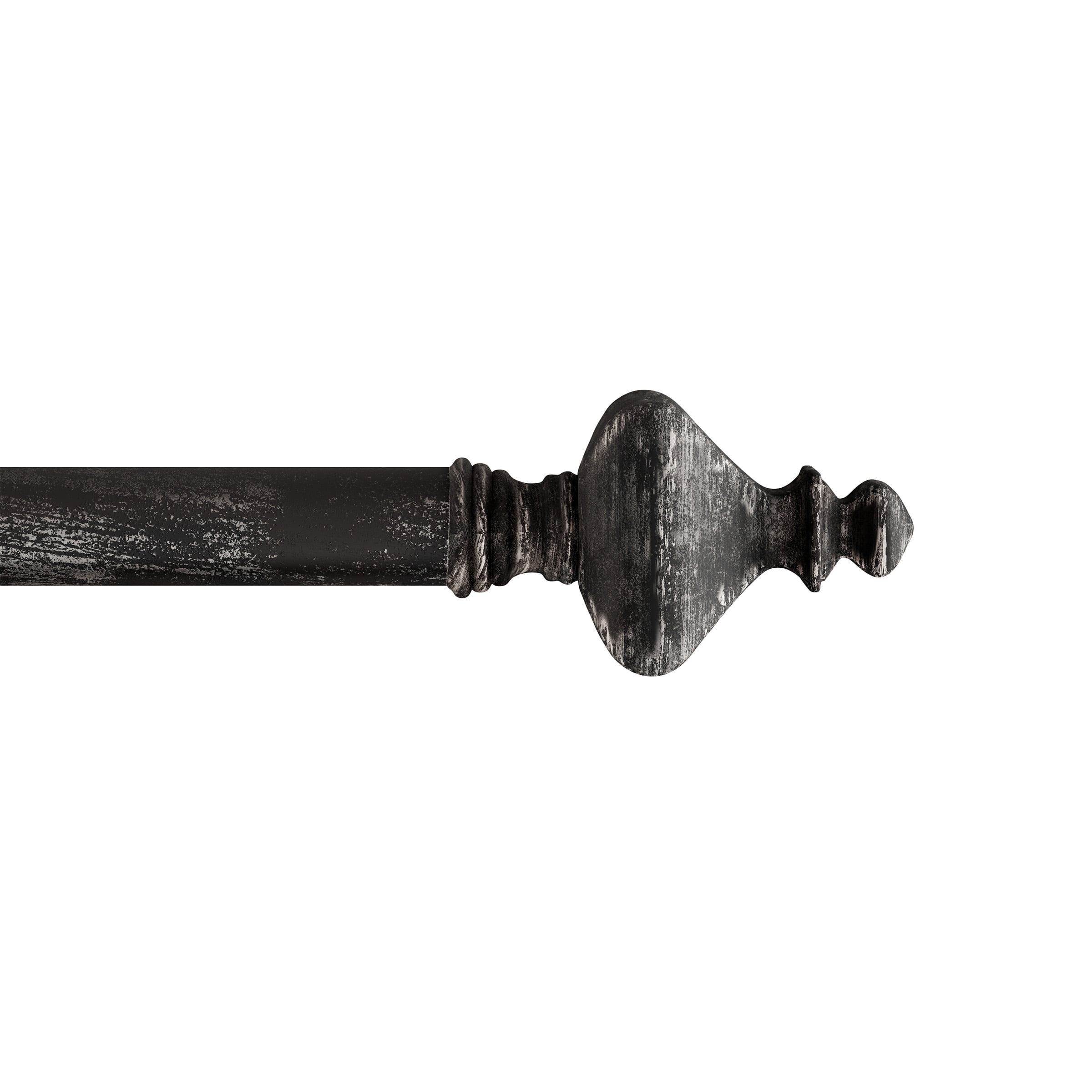 Lavish Home 1-inch Curtain Rod with Turned Finials for Windows 48-84" (Antique Black)