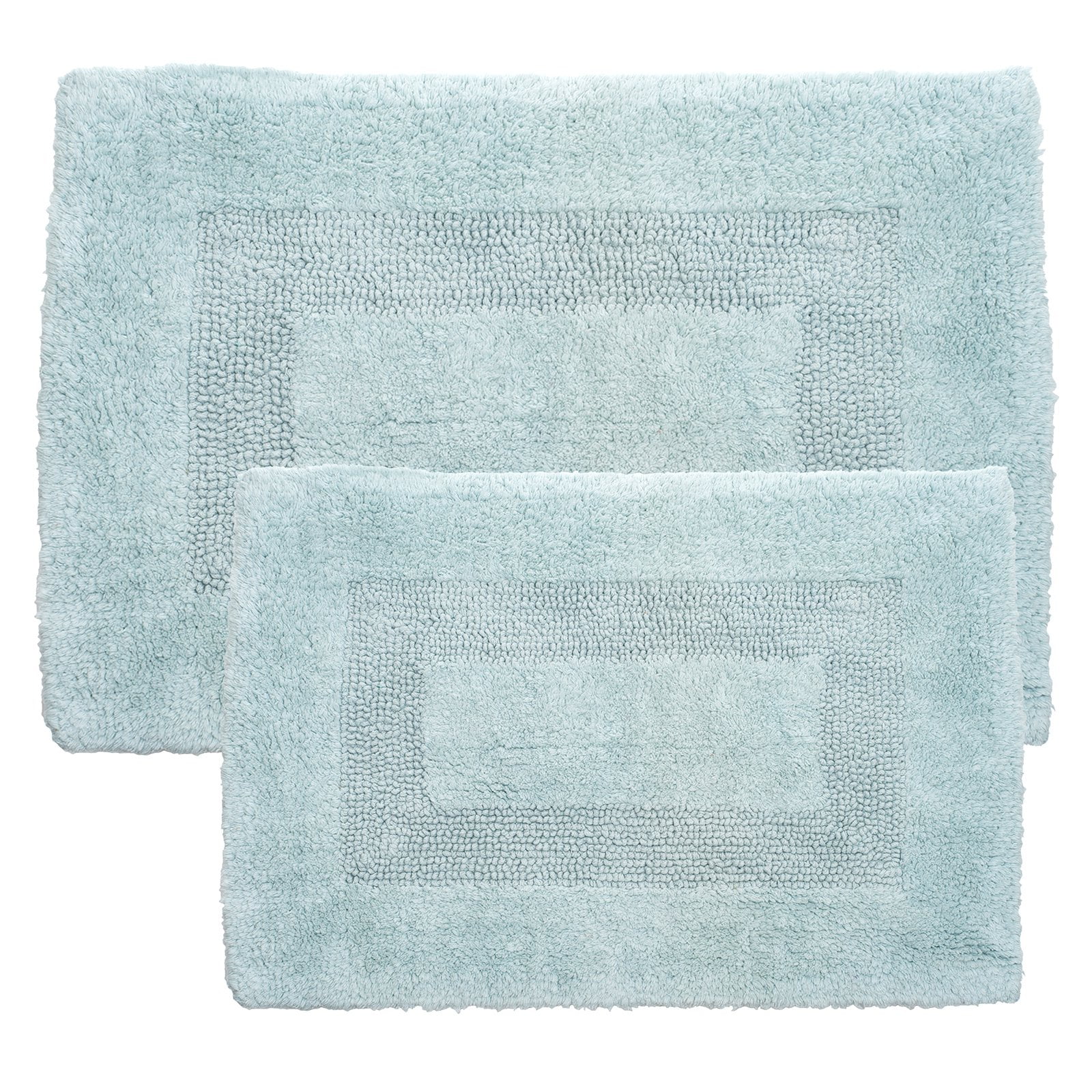 Seafoam Cotton Flat Pile Reversible Bath Rug Set