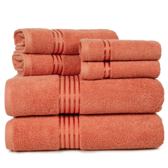 Lavish Home 100% Cotton Hotel 6 Piece Towel Set - Brick