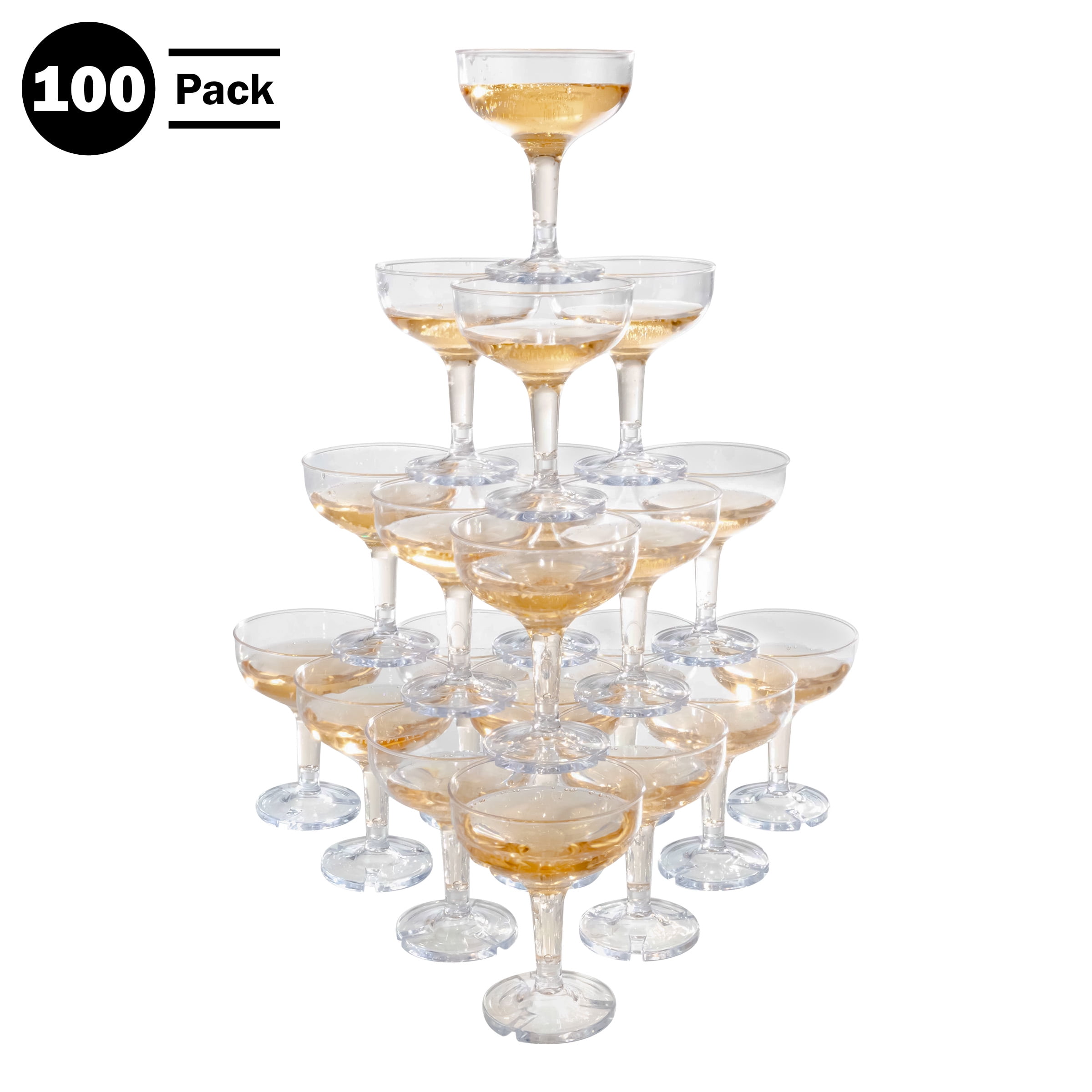 Lavish Home 100-Pack 5oz Reusable or Disposable Plastic Champagne Glasses