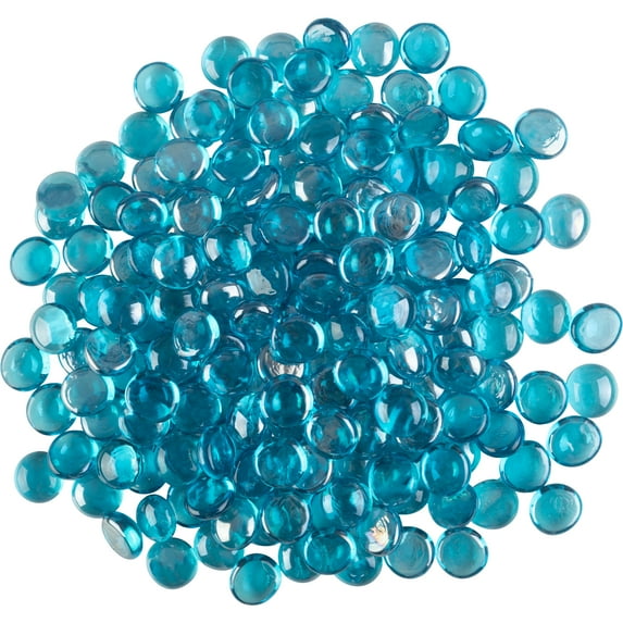 Lavish Home 10lbs Vase Filler Glass Beads - 3/4in Flat Marbles, Aqua Blue, Adult