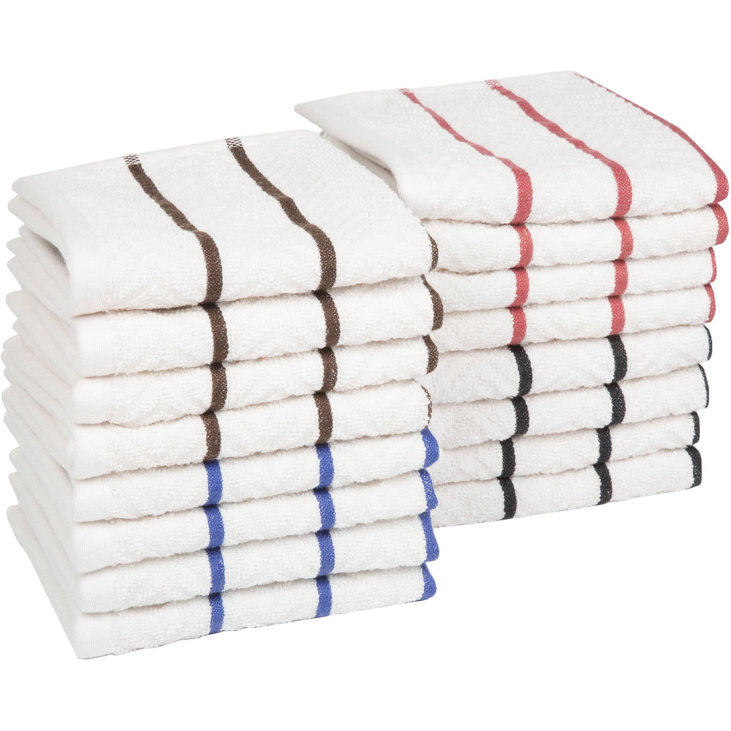 Lavish Home 16-Pack Chevron-Weave 100% Combed Cotton Kitchen Dishtowels (Stripe Multicolor)