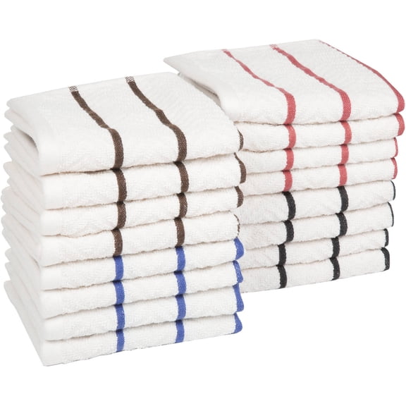 Lavish Home 16-Pack Chevron-Weave 100% Combed Cotton Kitchen Dishtowels (Stripe Multicolor)