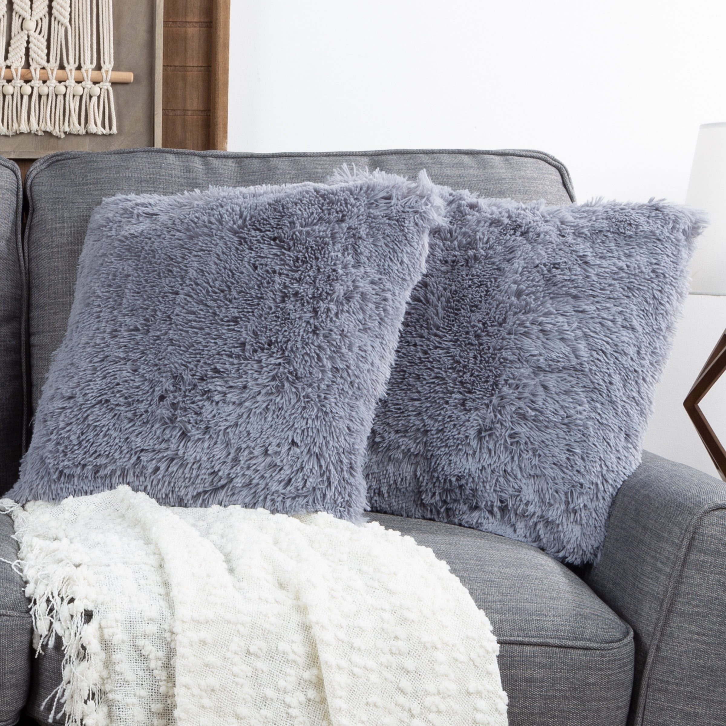 Lavish Home 18 in x 7 in Polyester Accent Pillow for Adult, Set of 2/Gray