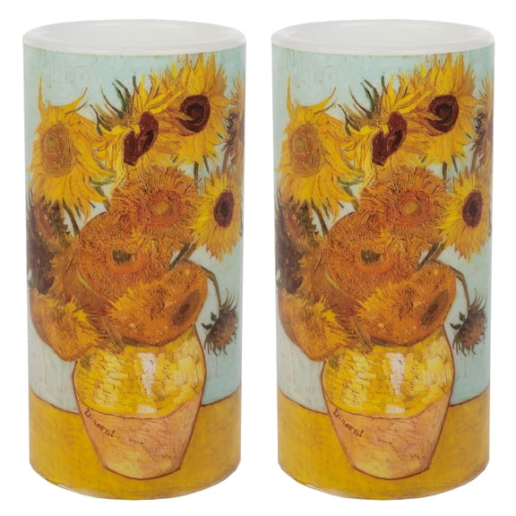 Lavish Home 2-Pack of Van Gogh Sunflowers Flameless Candles with Remote