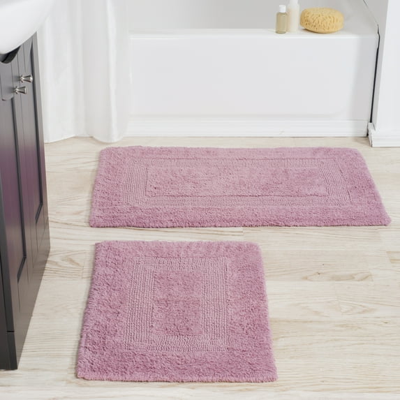 Somerset Home 2-Piece Bathroom Rugs Set - Machine Washable Cotton Bathroom Mat Set for Washroom, Kitchen, or Laundry Room (Red)