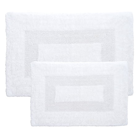 Somerset Home 2-Piece Machine Washable Cotton Bathroom Mat Set (White)