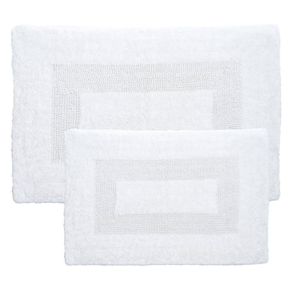 Somerset Home 2-Piece Machine Washable Cotton Bathroom Mat Set (White)
