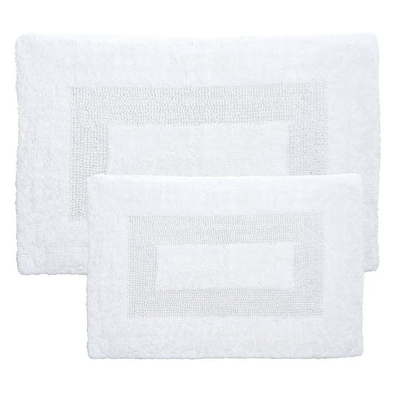 Somerset Home 2-Piece Machine Washable Cotton Bathroom Mat Set (White)