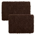 thumbnail image 1 of Lavish Home 2-Piece Chenille Memory Foam Bathroom Rugs Set, Chocolate, 1 of 6