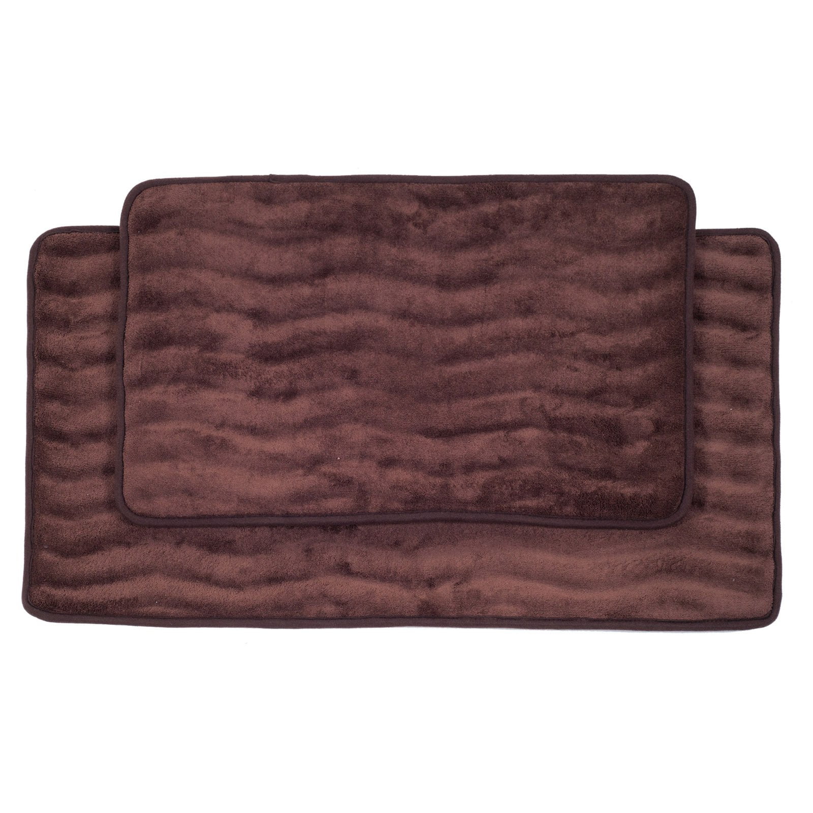 Chocolate Brown Memory Foam Bathroom Rug Set with Microfiber Top