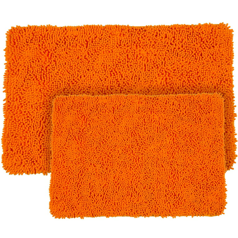 Lavish Home 2 Piece Memory Foam Shag Bath Mat Set Orange