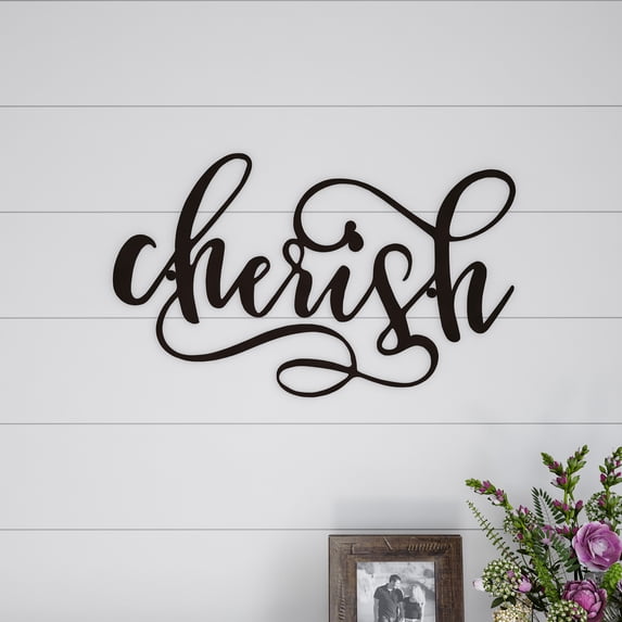 Lavish Home 20"x12" Modern Rustic Metal Cutout Wall Sign - Cherish