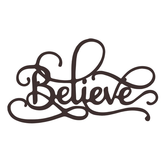 Lavish Home Believe Metal Word Art Wall Decor (Distressed Brown)