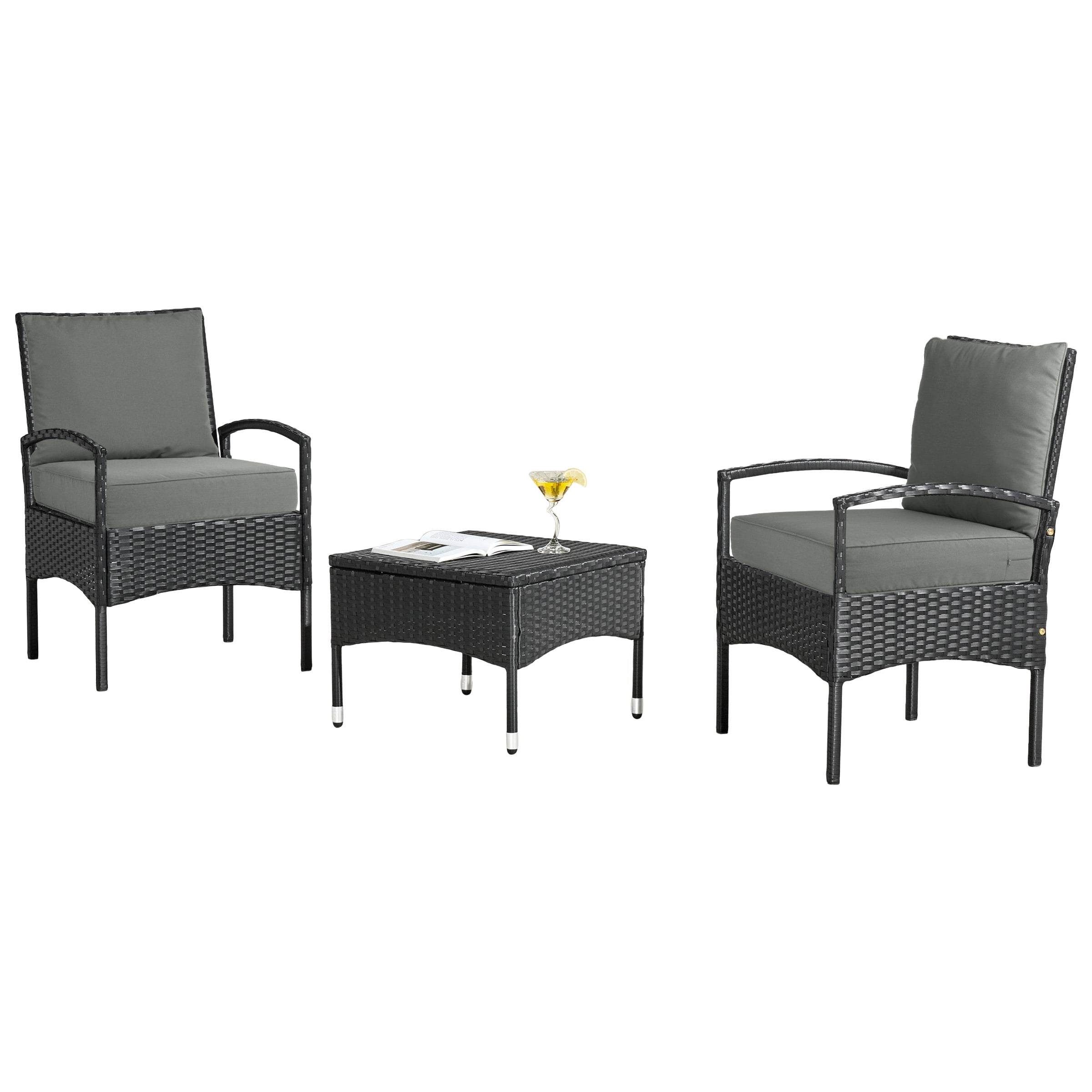 24x24 Outdoor Chair Cushions Removable Covers Memory Foam Patio Cushions by Lavish Home Gray