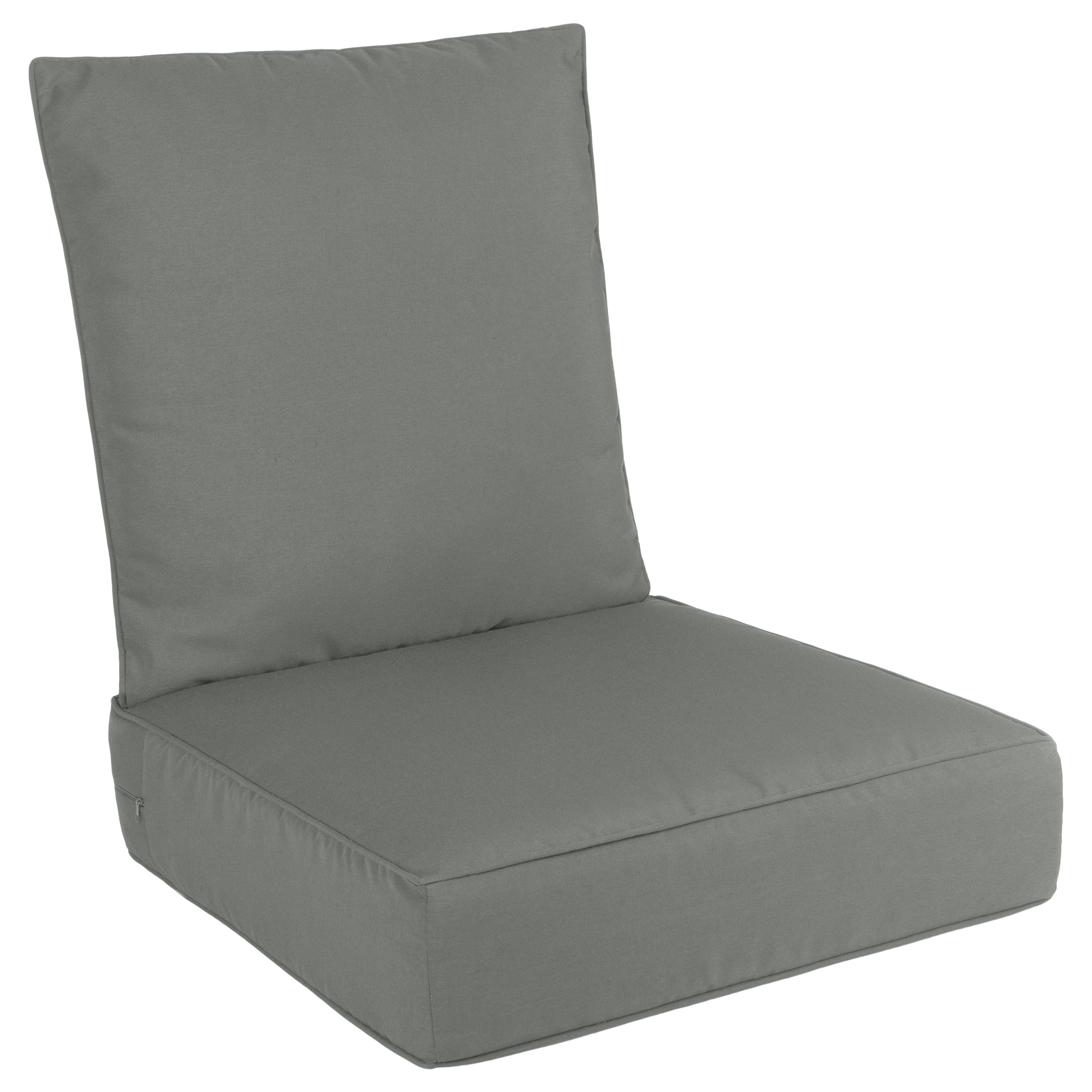 Lavish Home 24x24 Outdoor Patio Chair Cushion with Sun and Water-Resistant Removable Cover (Gray)