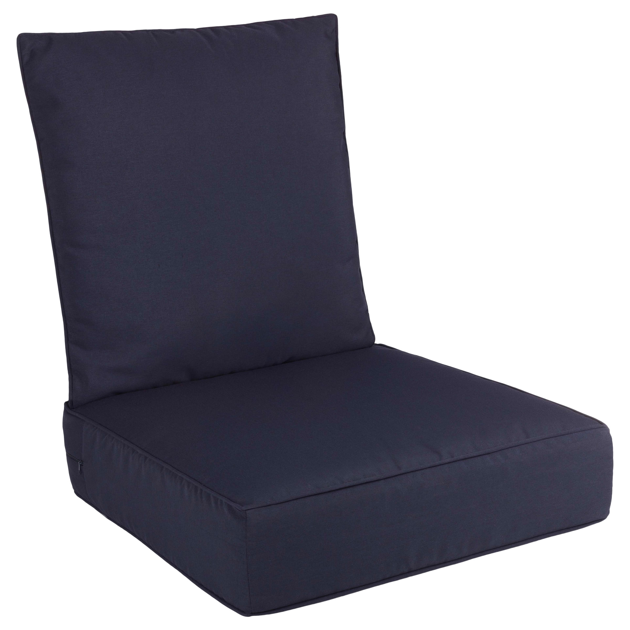 Lavish Home 24x24 Outdoor Patio Chair Cushion with Sun and Water-Resistant Removable Cover (Navy)