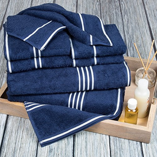 Navy Blue Egyptian Cotton 8-Piece Towel Set