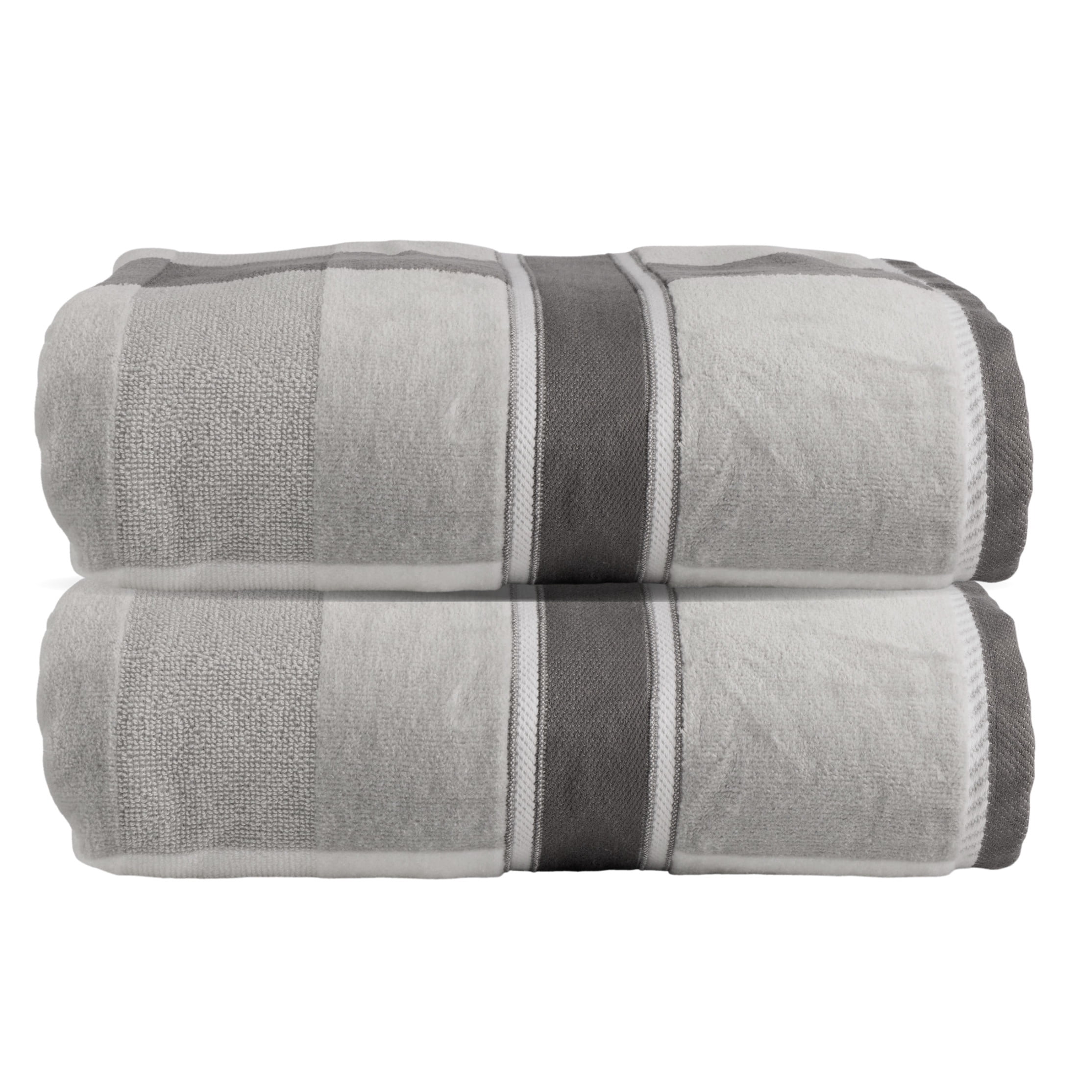 Lavish Home 2PC Cotton Towel Set - 35x70in Extra Large Bath Towels (Gray)