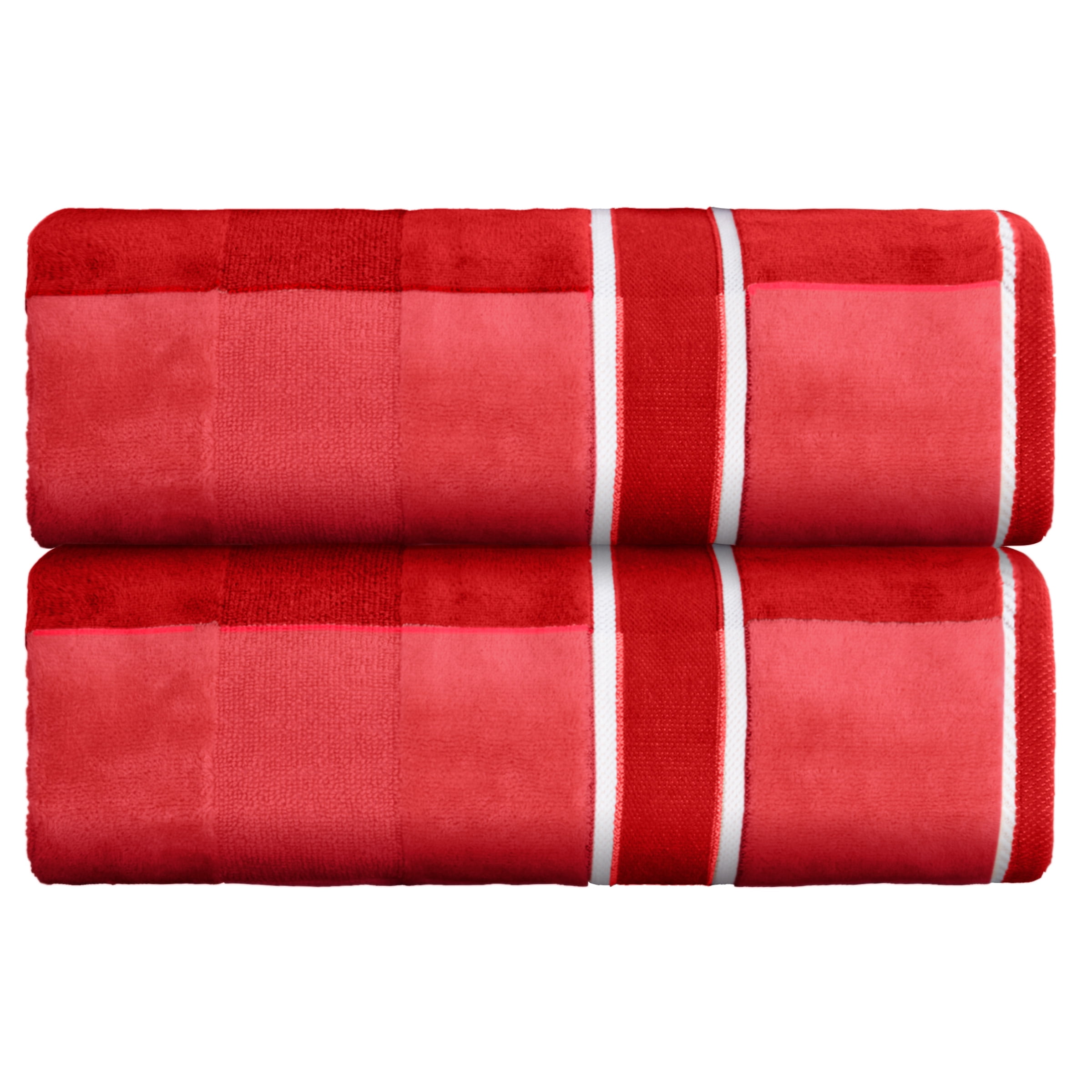Lavish Home 2PC Cotton Towel Set - 35x70in Extra Large Bath Towels (Red)