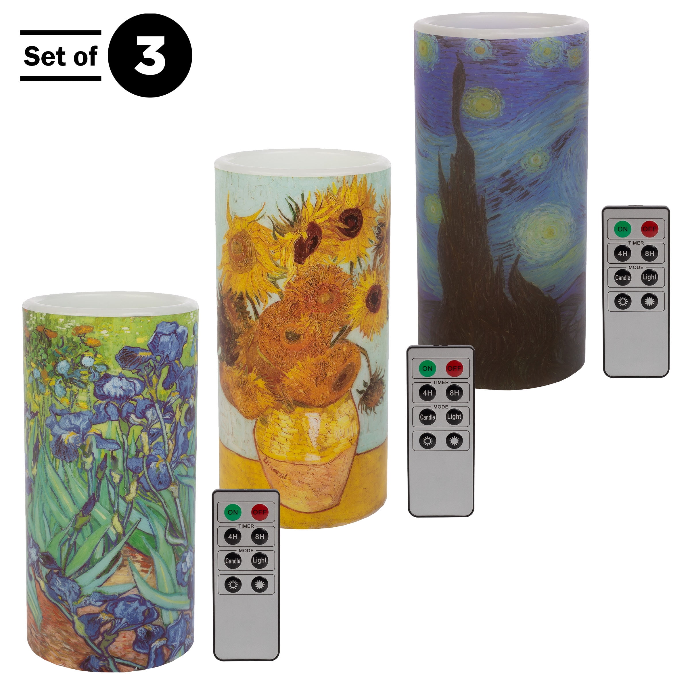 Van Gogh Collection White LED Flameless Scented Candles with Remote