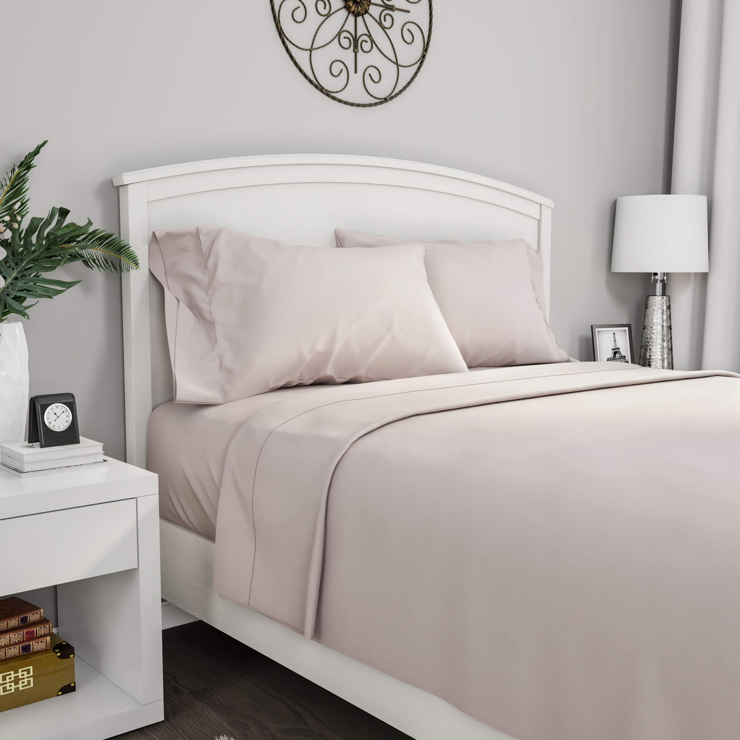 Twin Beige Brushed Microfiber 3-Piece Bed Sheet Set