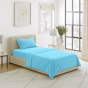 Lavish Home 3-Piece Brushed Microfiber Bed Twin Sheet Set (Light Blue)
