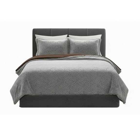 Lavish Home 3-Piece Full/Queen-Size Faux Mink Fur Sham and Comforter Set for Adult