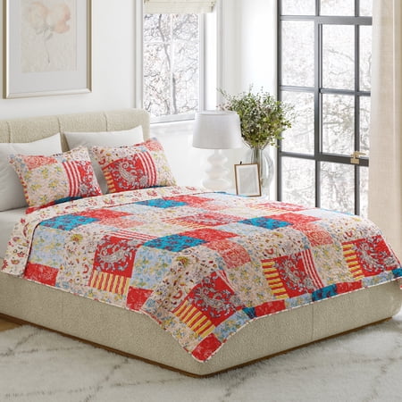 Somerset Home 3-Piece Quilt Set Queen Size - Mallory Patchwork Full/Queen Quilt Set