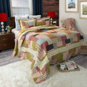 Lavish Home 3-Piece Savannah Patchwork  Quilt Set for Adult with 2 Shams Full/Queen