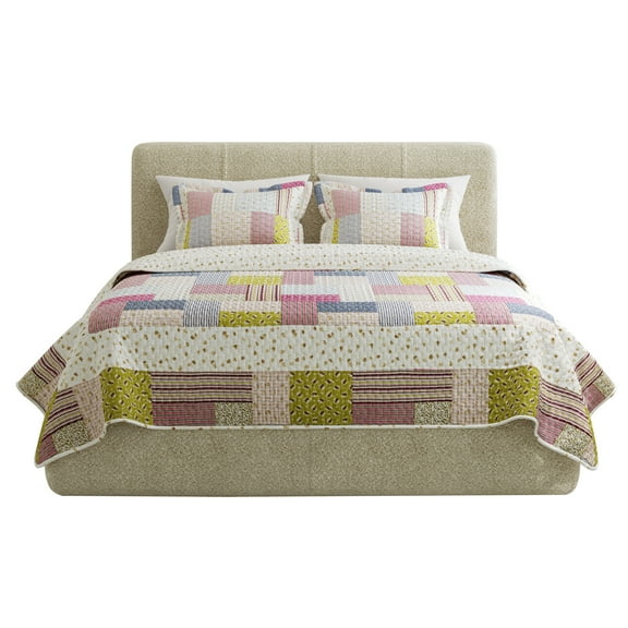 Lavish Home 3-Piece Savannah Patchwork  Quilt Set for Adult with 2 Shams Full/Queen
