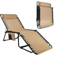 thumbnail image 1 of Lavish Home Outdoor Chaise Lounger Chair – 3-Position Folding Recliner with Pillow & Pocket, Beige, 1 of 8