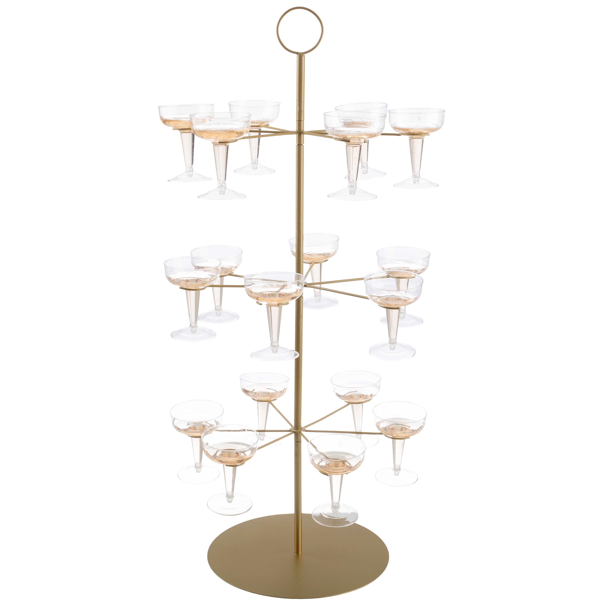 Lavish Home 3-Tier Cocktail Tree Stand - Champagne Tower Holds 18 Stemware Glasses (Gold) - local mount