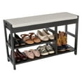 thumbnail image 1 of Lavish Home 3-Tier Shoe Bench with Cushioned Seat for Entryway (Black), 1 of 7