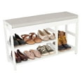 thumbnail image 1 of Lavish Home 3-Tier Shoe Bench with Cushioned Seat for Entryway (White), 1 of 7