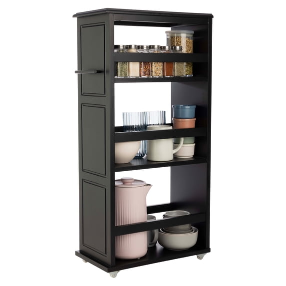 Lavish Home 3 Tier Slim Storage Cart - 9” Rolling Cart with Handle (Black)