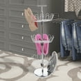 thumbnail image 1 of Rotating Shoe Rack – 3-Tier Shoe Tower Holds 18 Pairs – Freestanding Vertical Shoe Carousel with Metal Adjustable Racks by Lavish Home (Chrome), 1 of 3